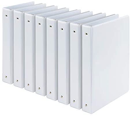 Comix 1 inch 3-Ring-Binder Durable Presentation White View Binders Holds 200 Sheets, 8pack (A2130-8WH)