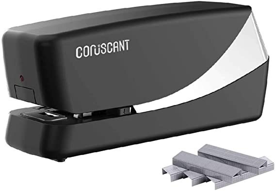 Coruscant Electric Stapler, Including 2000 Staples ，Can Store 210 Staples,25 Sheet Capacity，Desktop Stapler AC Power or Battery Powered for Professional Home Office Use（Silvery）