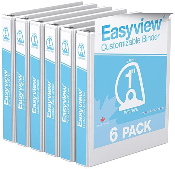 Easyview Premium, Angle D Ring, Customizable, View Binder, 6 Pack (1
