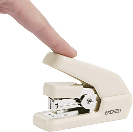 Deli Effortless Stapler, Mini Desktop Stapler, 15 Sheets Capacity, One Finger Touch Stapling, No Effort, White