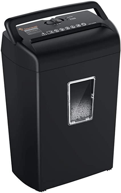 Bonsaii 10-Sheet Cross-Cut Paper Shredder, Credit Card Shredders for Home Office Use, 5.5 Gallons Large Wastebasket with Transparent Window, Black (C209-D)