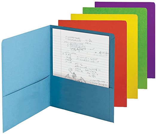 Smead Two-Pocket Heavyweight File Folder, Letter Size, Assorted Colors, 50 per Carton (87863)