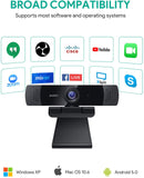 AUKEY FHD Webcam, 1080p Live Streaming Camera with Stereo Microphone, Desktop or Laptop USB Webcam for Widescreen Video Calling and Recording