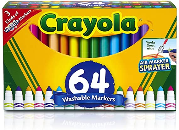 Crayola Washable Marker Set, Gift for Kids, Gel Markers, Window Markers, Broad Line Markers, 64Count