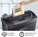 Bonsaii Paper Shredder, 12 Sheet Cross Cut Document and Credit Card Shredder for Home Use, Black(C170-C)