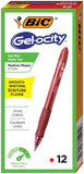 BIC Gel-Ocity Gel Pens, Medium Point Retractable (0.7mm), Red Ink Gel Pen, 12-Count