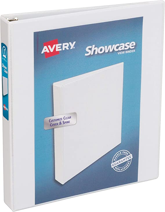 Avery Economy Showcase View Binder with 1 Inch Round Ring, White, 1 Binder (19601)