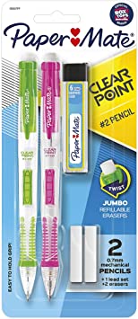Paper Mate 56047PP Clearpoint 0.7mm Mechanical Pencil Starter Set, Assorted Colors