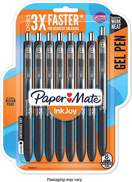 Paper Mate InkJoy Gel Pens, Medium Point, Black, 8 Count