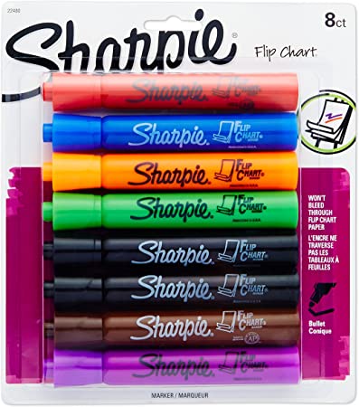 Sharpie 22480PP Flip Chart Markers, Bullet Tip, Assorted Colors, 1 Pack