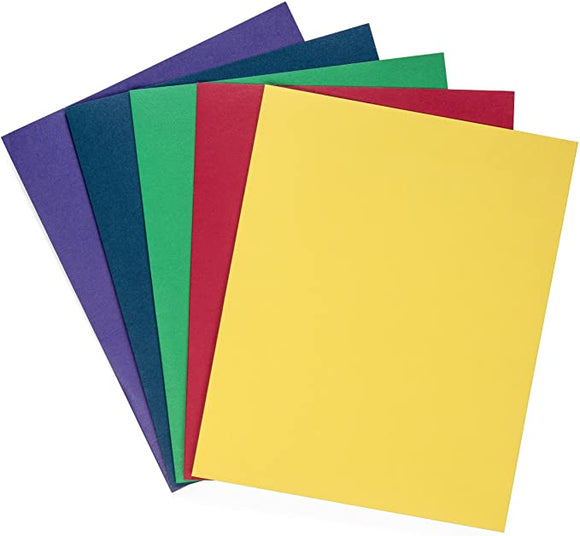 Blue Summit Supplies 25 Two Pocket Folders, Designed for Office and Classroom Use, Assorted 5 Colors, 25 Pack Colored 2 Pocket Folders